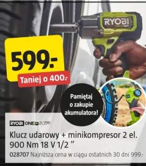 Klucz udarowy + minikompresor 2el. 900Nm 18V 1/2"