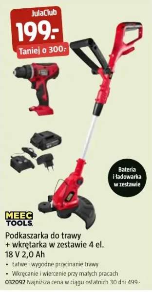 Podkaszarka do trawy Meec Tools z wkrętarką w zestawie 4 el. 18V 2,0Ah