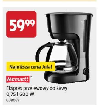 Ekspres przelewowy do kawy Menuett 0,75 l 600W