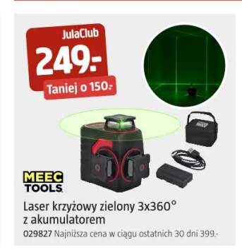 Laser krzyżowy zielony MEEC TOOLS z akumulatorem