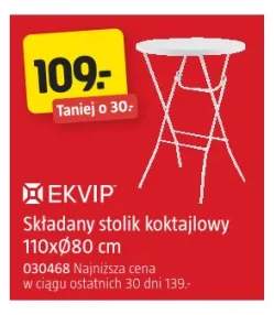 Składany stolik koktajlowy EKVIP 110xØ80 cm