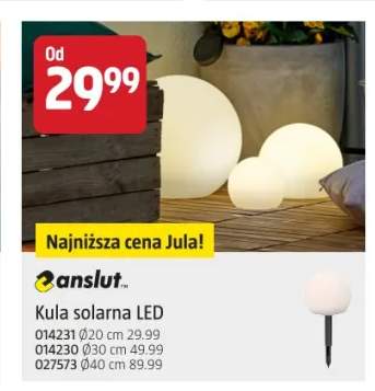 Kula solarna LED Anslut Ø40 cm +2 warianty