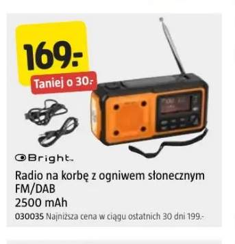 Radio na korbę z ogniwem słonecznym FM/DAB Bright