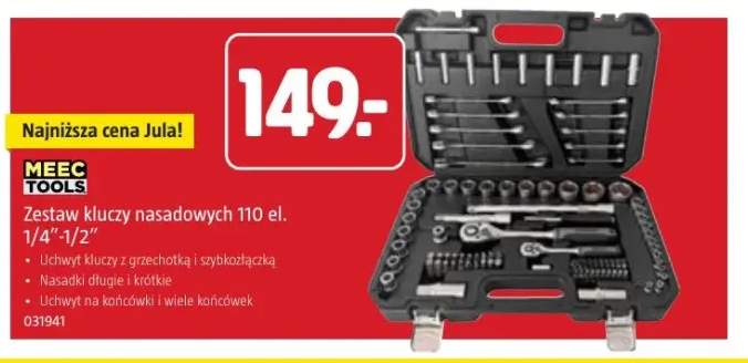 Zestaw kluczy nasadowych 110 el. 1/4"-1/2" Meec Tools