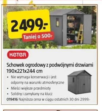 Schowek ogrodowy z podwójnymi drzwiami 190x221x244 cm Keter