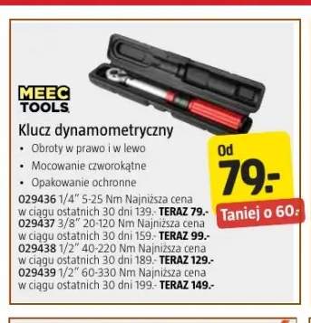 Klucz dynamometryczny 1/2" 60-330Nm Meec Tools +3 warianty