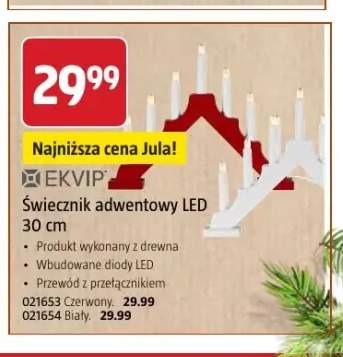 Świecznik adwentowy LED 30 cm biały Ekvip +1 wariant