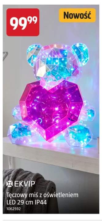 Tęczowy miś z oświetleniem LED 29 cm IP44 Ekvip
