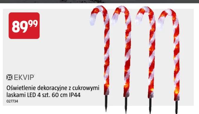Oświetlenie dekoracyjne z cukrowymi laskami LED 4 szt. 60 cm IP44 Ekvip