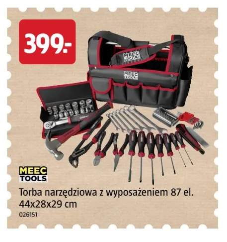 Torba narzędziowa z wyposażeniem 87 el. 44x28x29 cm Meec Tools